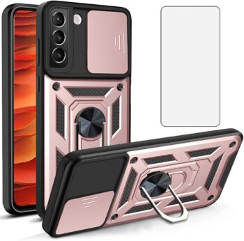 Samsung Galaxy S22 5G Slide Camera Case + Tempered Glass Screen Protector