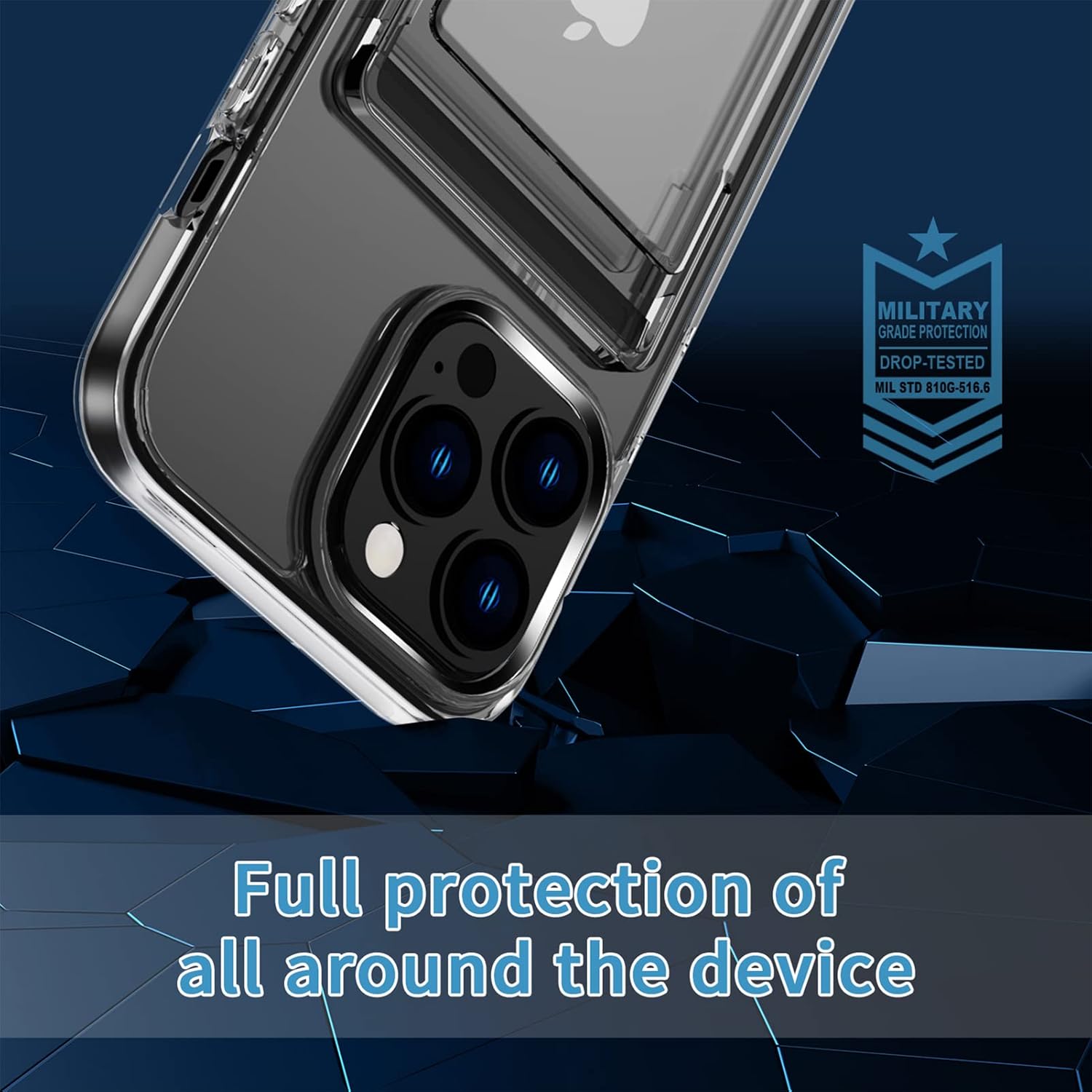 For iPhone 13 Pro with Dual Slot 360 Full Protection Anti-Scratch Case - Clear - Image 3