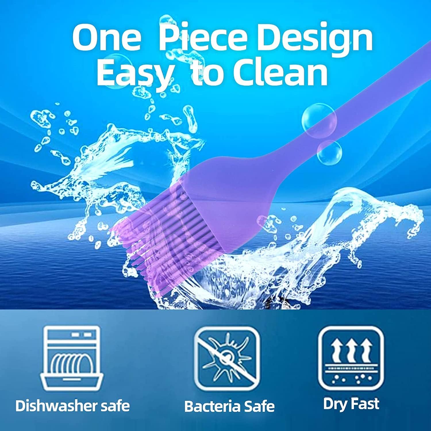 5 Pack Silicone Basting Brush Set, Heat Resistant Pastry Brushes Spread Oil - Image 4
