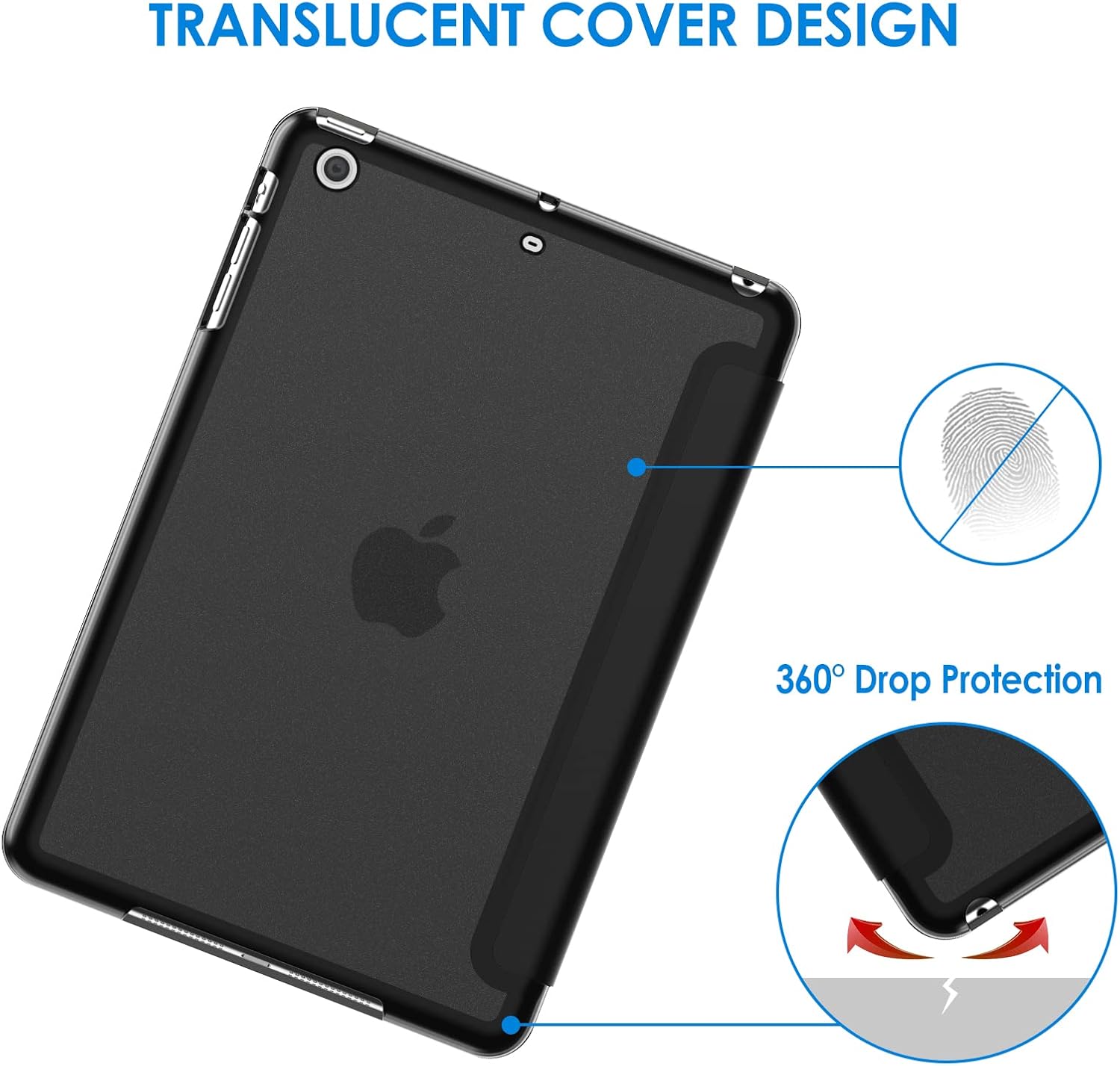 Case for iPad Mini 3 2 1, Smart Cover with Auto Wake/Sleep (Black) - Image 4