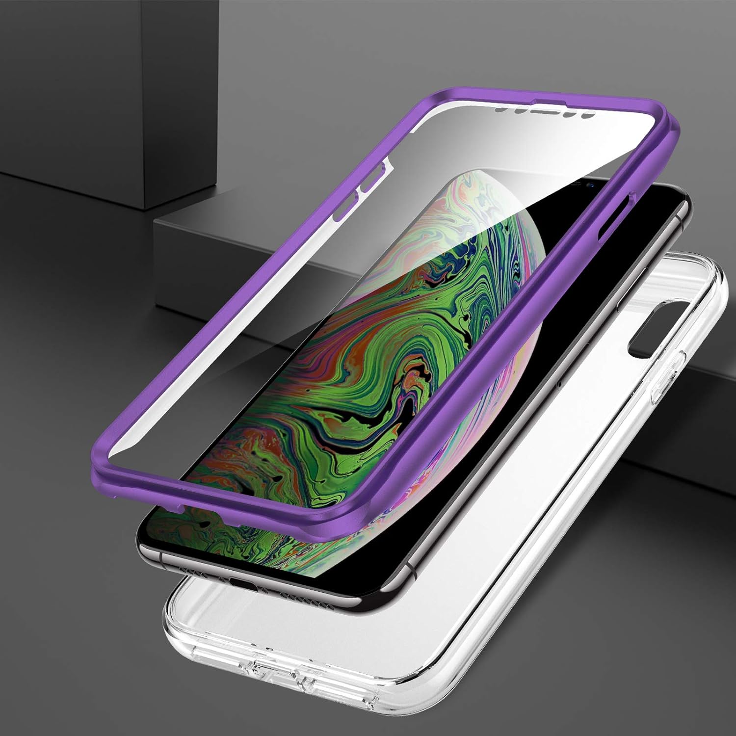 iPhone Xs Hybrid Luxury Cute Marble Shockproof Full Body Heavy Duty Slim Case - Image 3