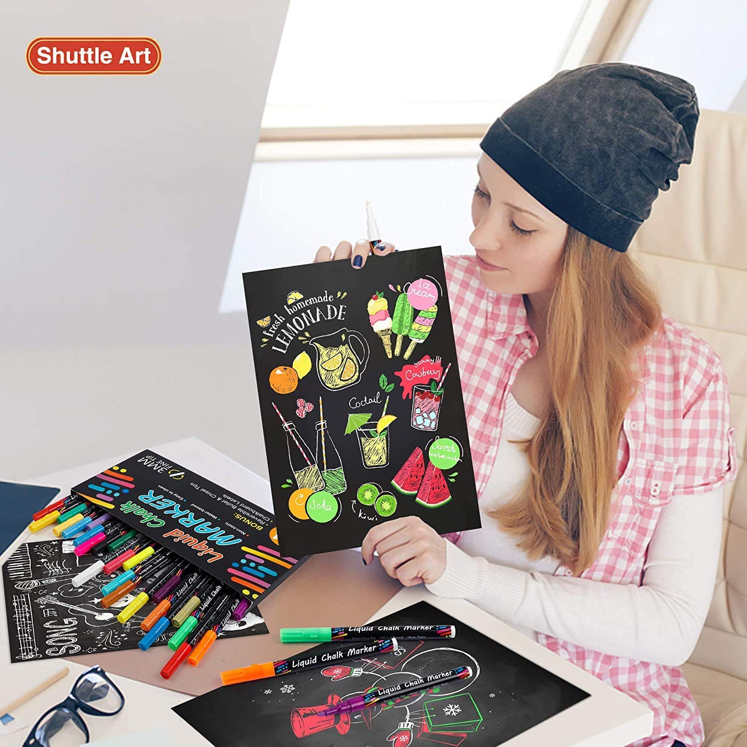 Chalk Markers, 24 Vibrant Colors Liquid Chalk Markers Pens for Chalkboards - Image 7