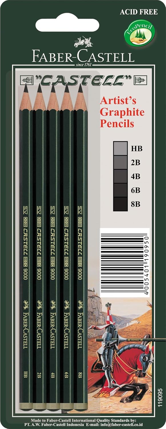 Faber-Castell Quality Castell 9000 Graphite Pencils – Pack of 5, (10-119095) - Image 6