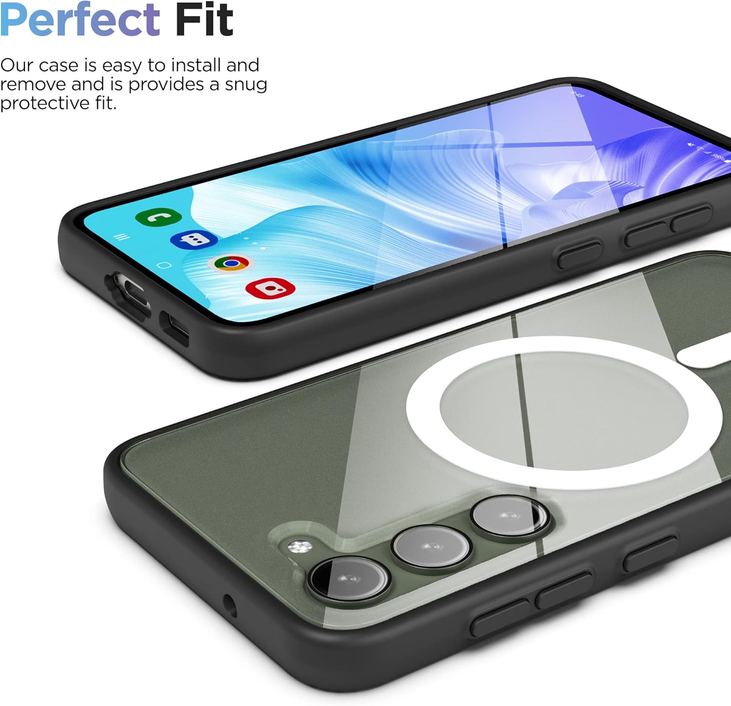 Magnetic Case Designed for Samsung Galaxy S23 (Clear/Black) Magsafe Case - Image 7