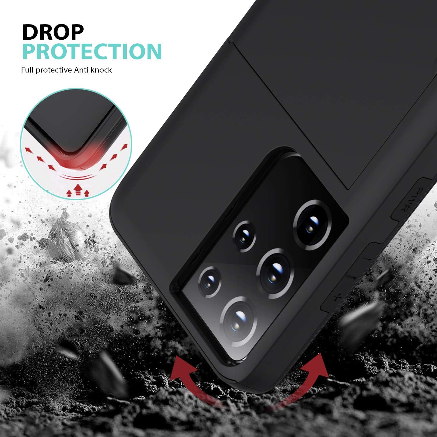 Slide Armour Card Holder Case for Galaxy S21 Ultra 5G Protective Hard Back Cover - Image 3