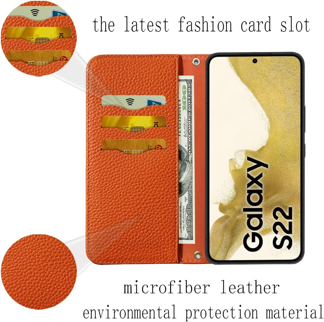 Galaxy S22, Leather RFID Blocking Wallet Magnetic Closure w Kickstand Case - Image 4