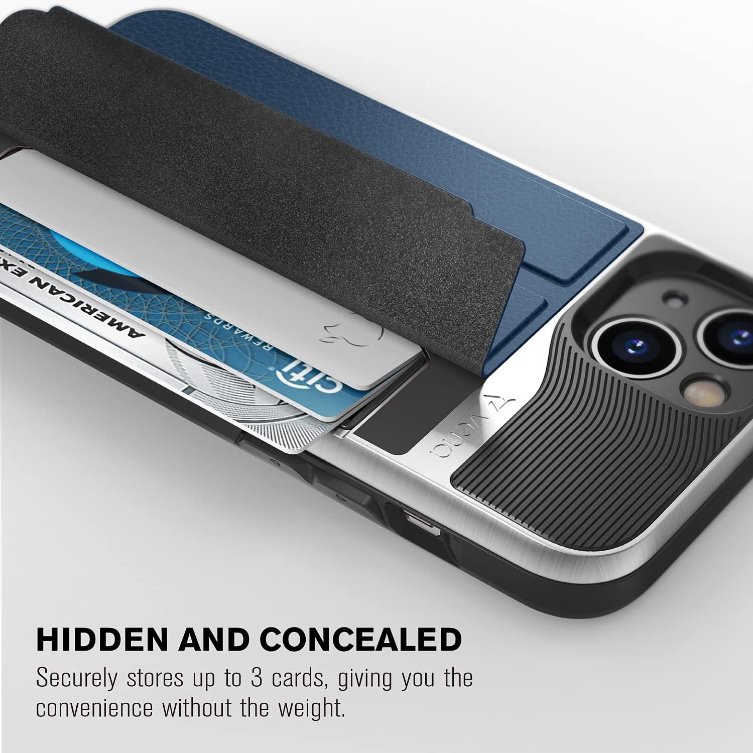 Wallet Case vCommute Flip Leather Cover Card Slot Holder- iPhone 13 (6.1")(Blue) - Image 3