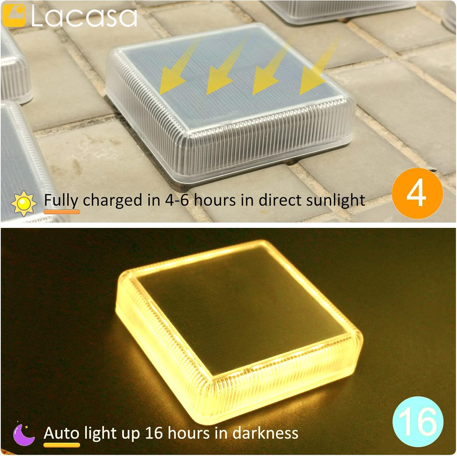 4-Pack Solar Deck Lights Outdoor Waterproof LED, Garden Step Lights Solar - Image 2