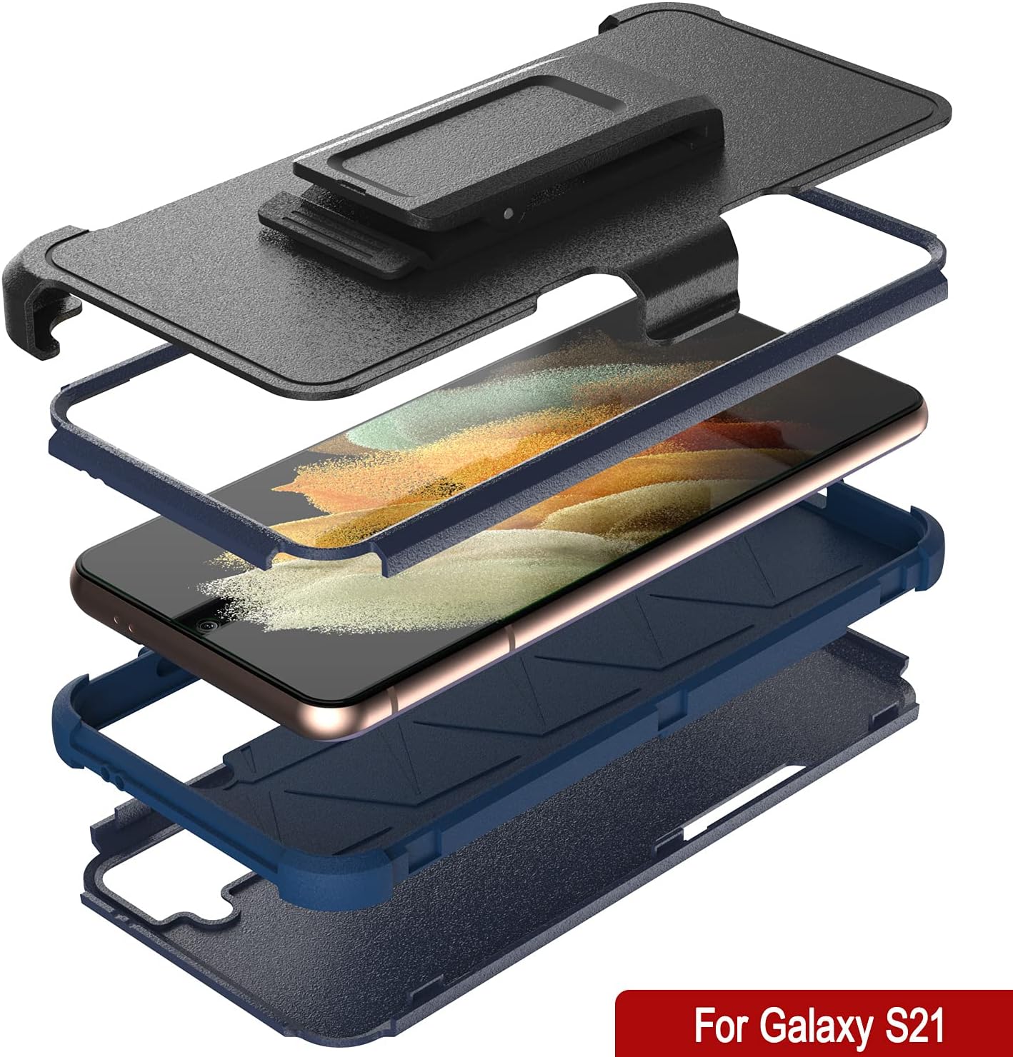 Galaxy S21 Belt Clip Holster 4-1 Rugged & Protective Multilayer Phone Case - Image 4