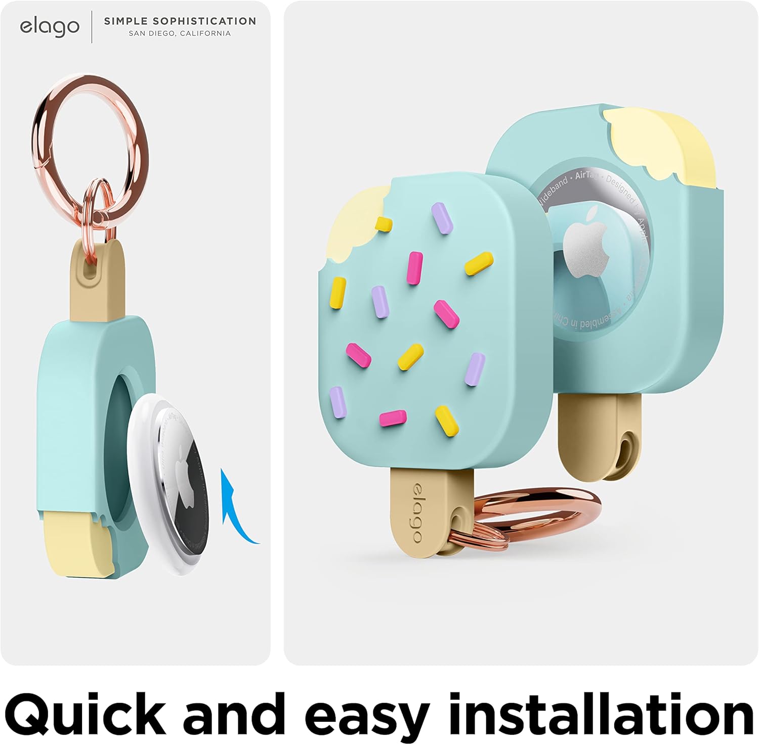 Ice Cream Case for Apple AirTag Keychain, Tracking Device Not Included (Mint) - Image 5