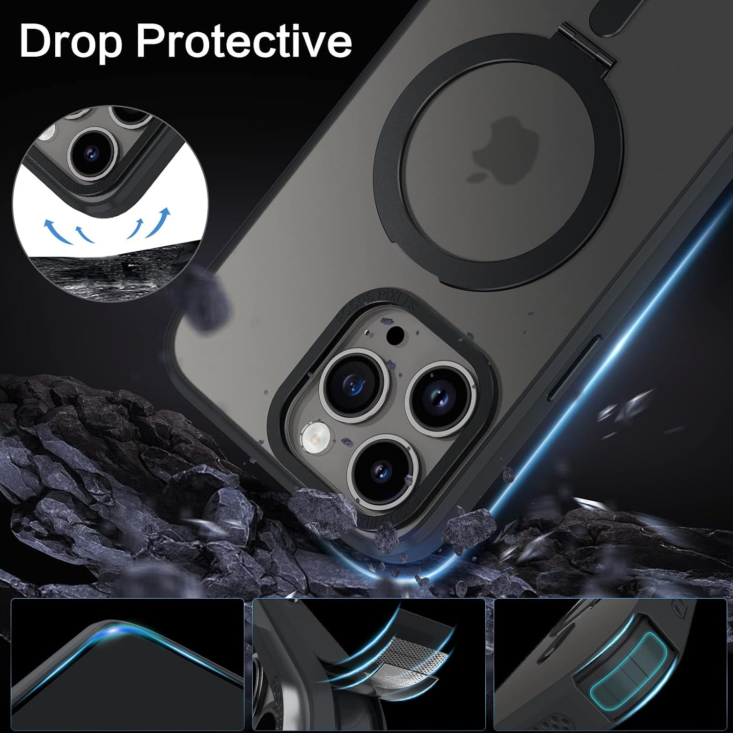 For iPhone 13 Pro Max 6.7 Inch Magnetic Slim, Kickstand Cover Cases, Black - Image 8