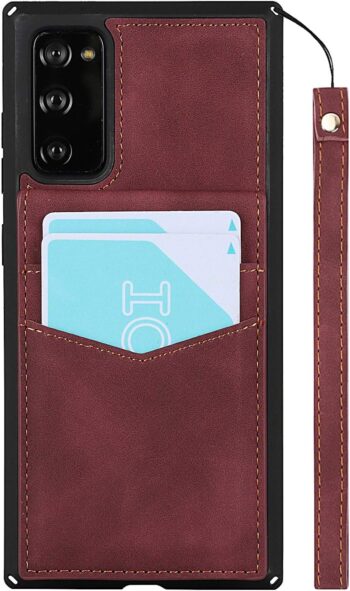 Samsung S20 FE 6.5", Leather Shockproof Flip Folio Case - Red