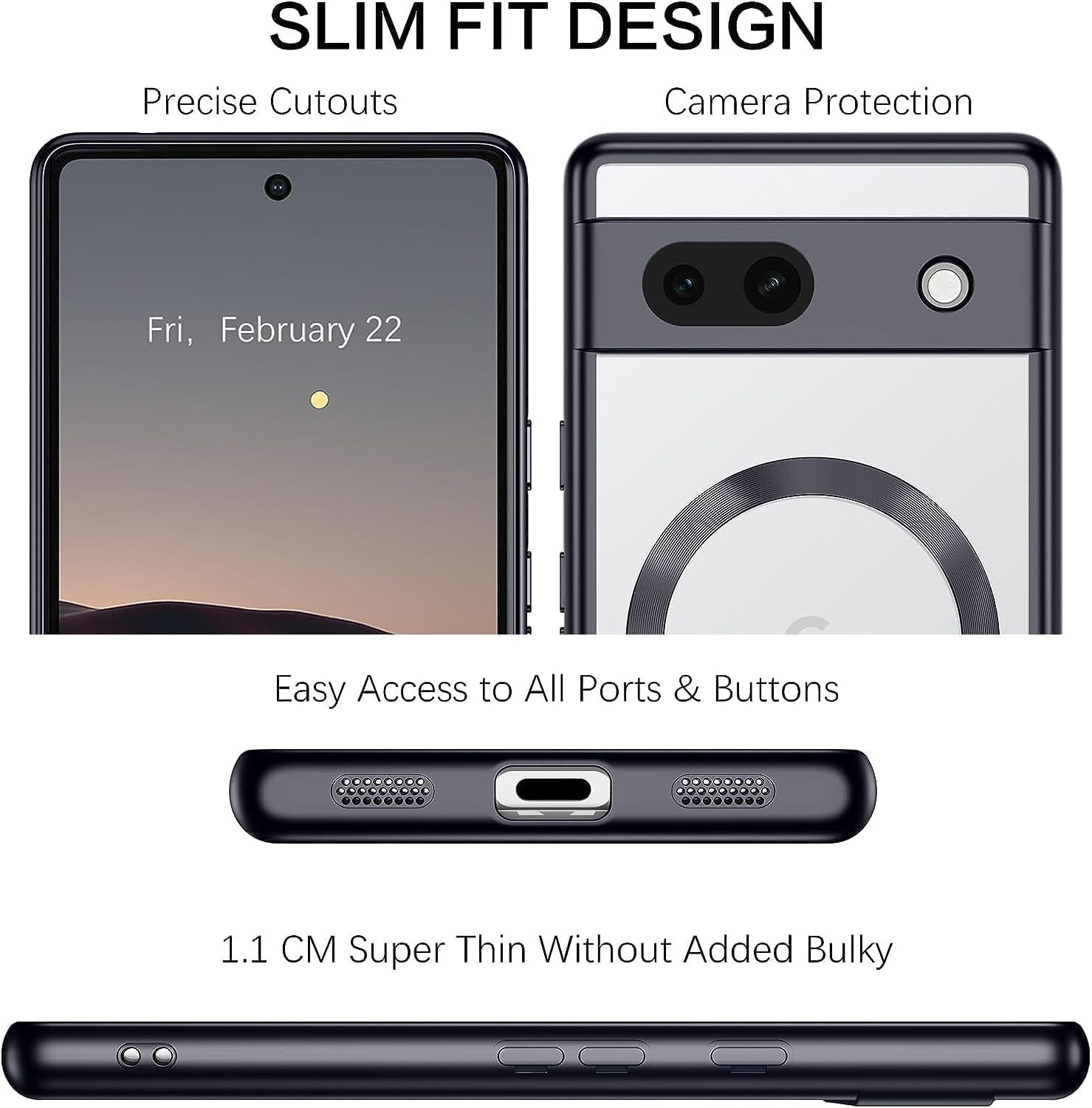 Google Pixel 7a Crystal Clear 10 Ft Drop Tested Shockproof Case - Clear Black - Image 5