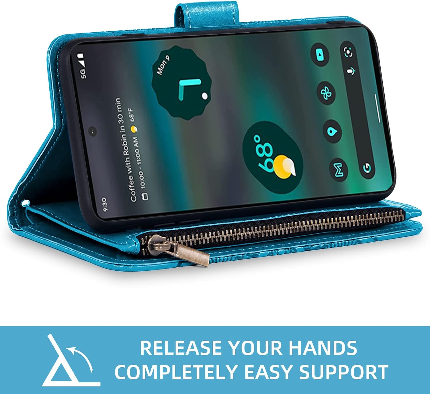 For Google Pixel 6A 5G 2022 Tempered Glass Screen Protector Leather Flip Wallet - Image 3