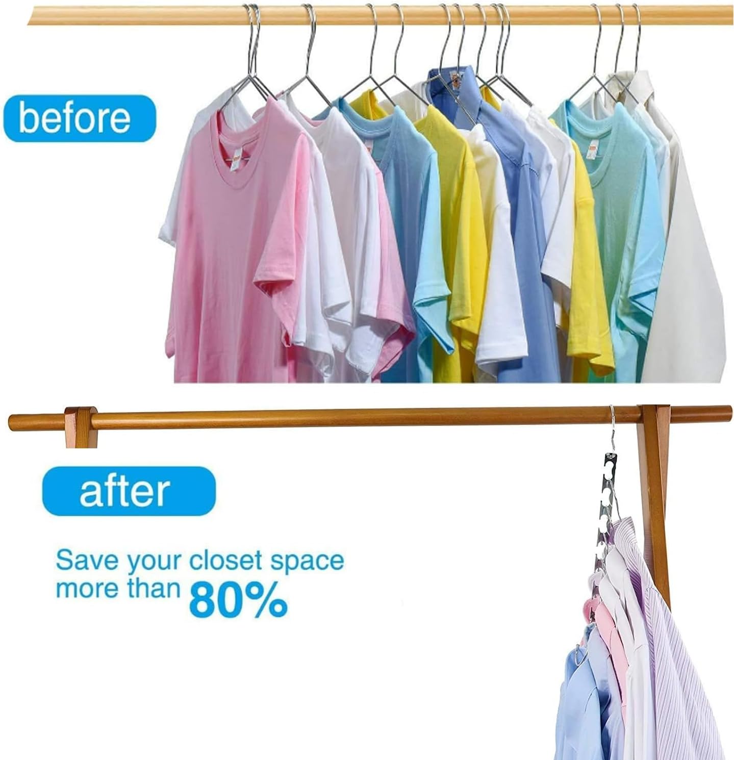 Coat Hanger, 4 Pack Space Saving Hanger, Magic Metal Cloth Hangers - Image 5