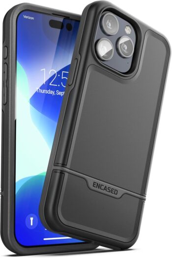 Rebel Armour Designed for iPhone 15 Pro, Protective Heavy Duty Case (Black)