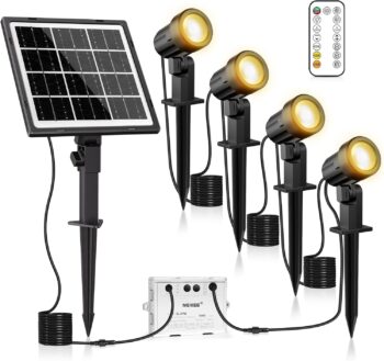 Solar Outdoor Spotlights, 4 in 1 Solar Garden Lights, IP66 Waterproof, LED Solar