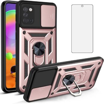 Samsung Galaxy A31 Hard Hybrid Case w Tempered Glass Screen Protector