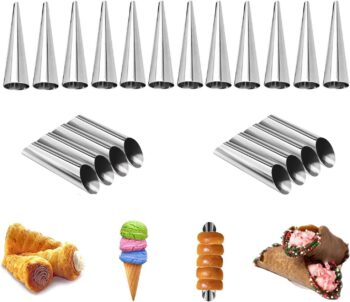 Cream Horn Molds, Cannoli Forms Tubes, Stainless Steel Cream Cone Molds - 20 Pcs