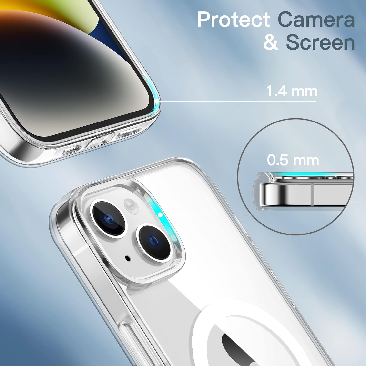 Magnetic Case for iPhone 14 Shockproof Phone Bumper Cover, Anti-Scratch (Clear) - Image 6