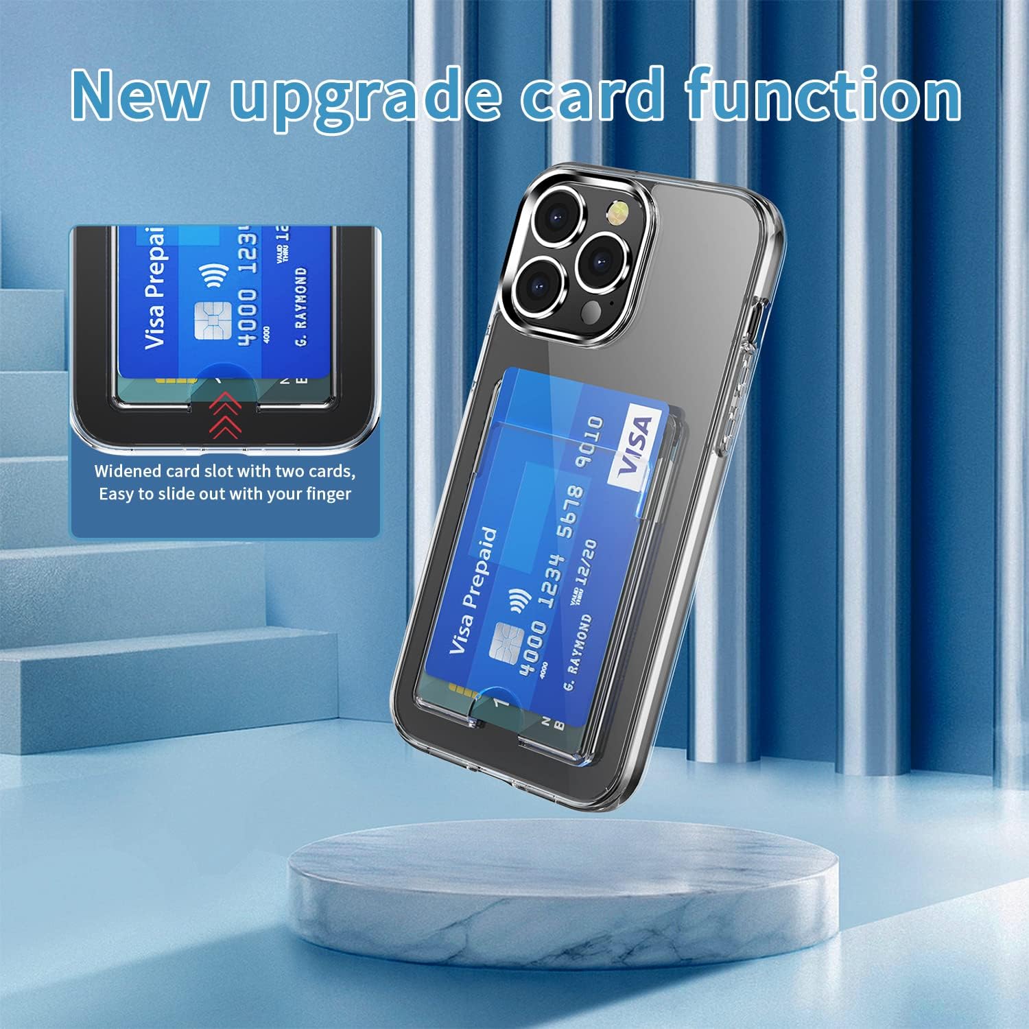 iPhone 14 Pro, Clear Case with Credit Card Holder, Full Protection, Shockproof - Image 2
