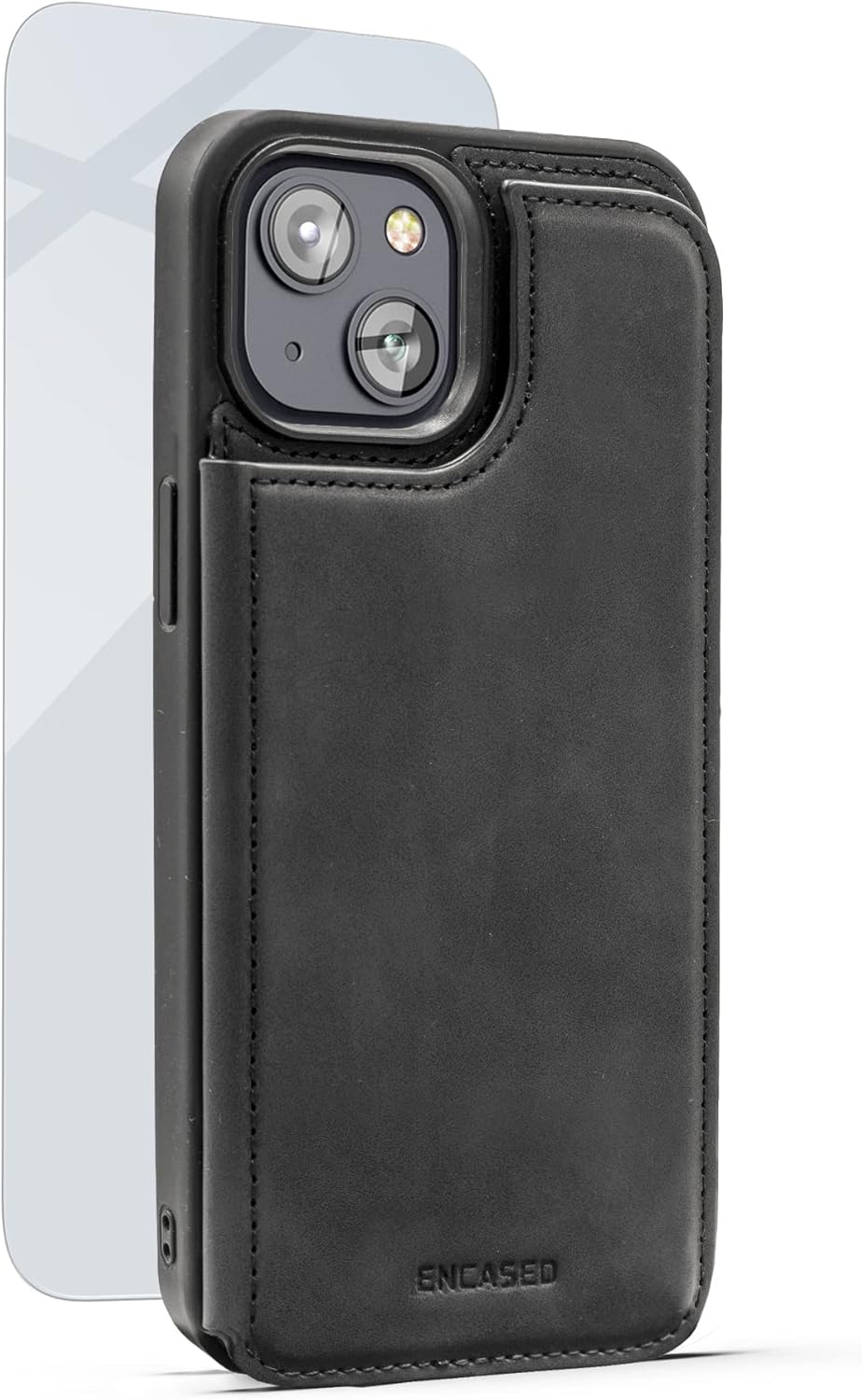 Wallet Case for iPhone 14 with Card Holder Folio Pocket and Wrist Strap (Black) - Image 6