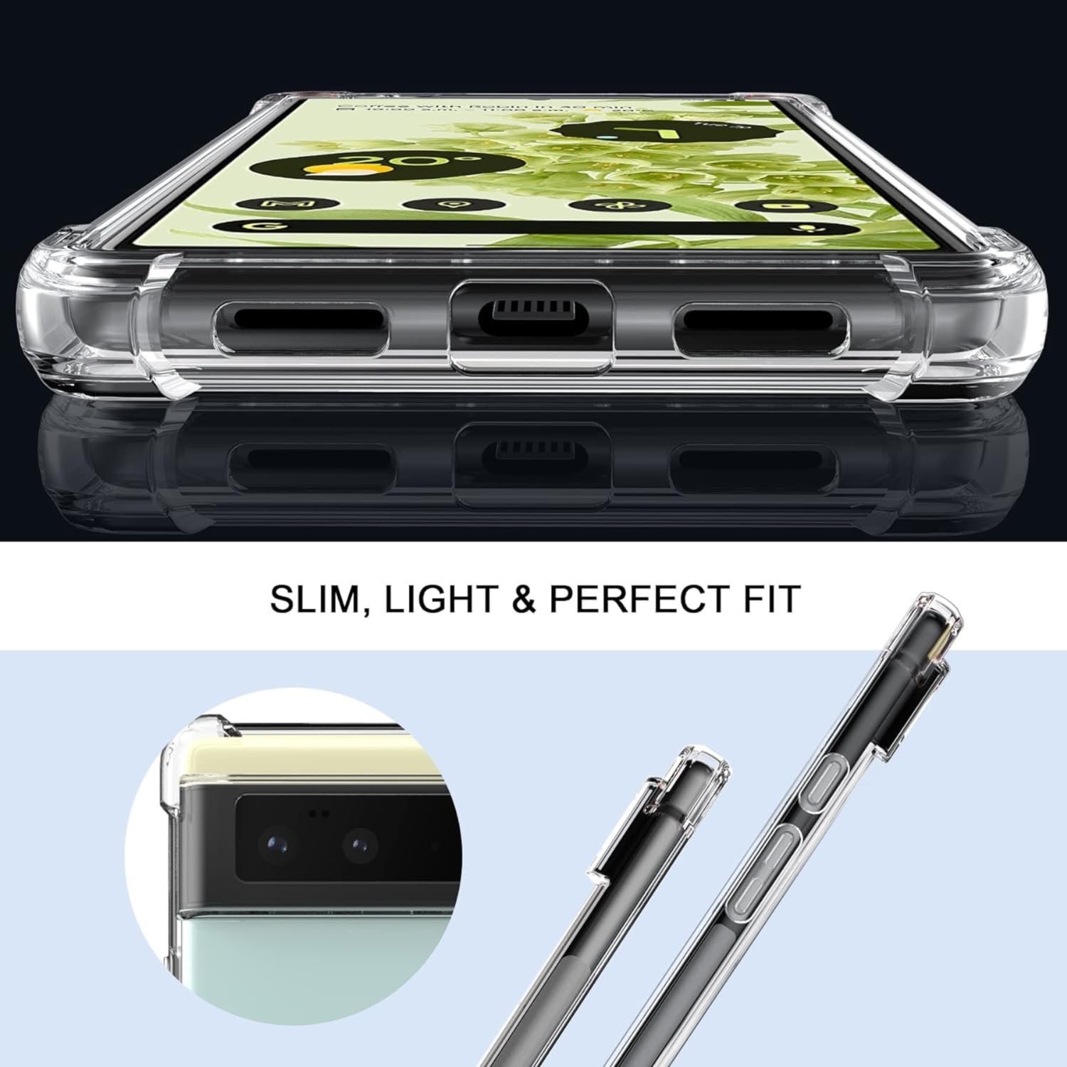 Case for Google Pixel 6 Clear TPU Four Corners Protective Cover Transparent Soft - Image 5