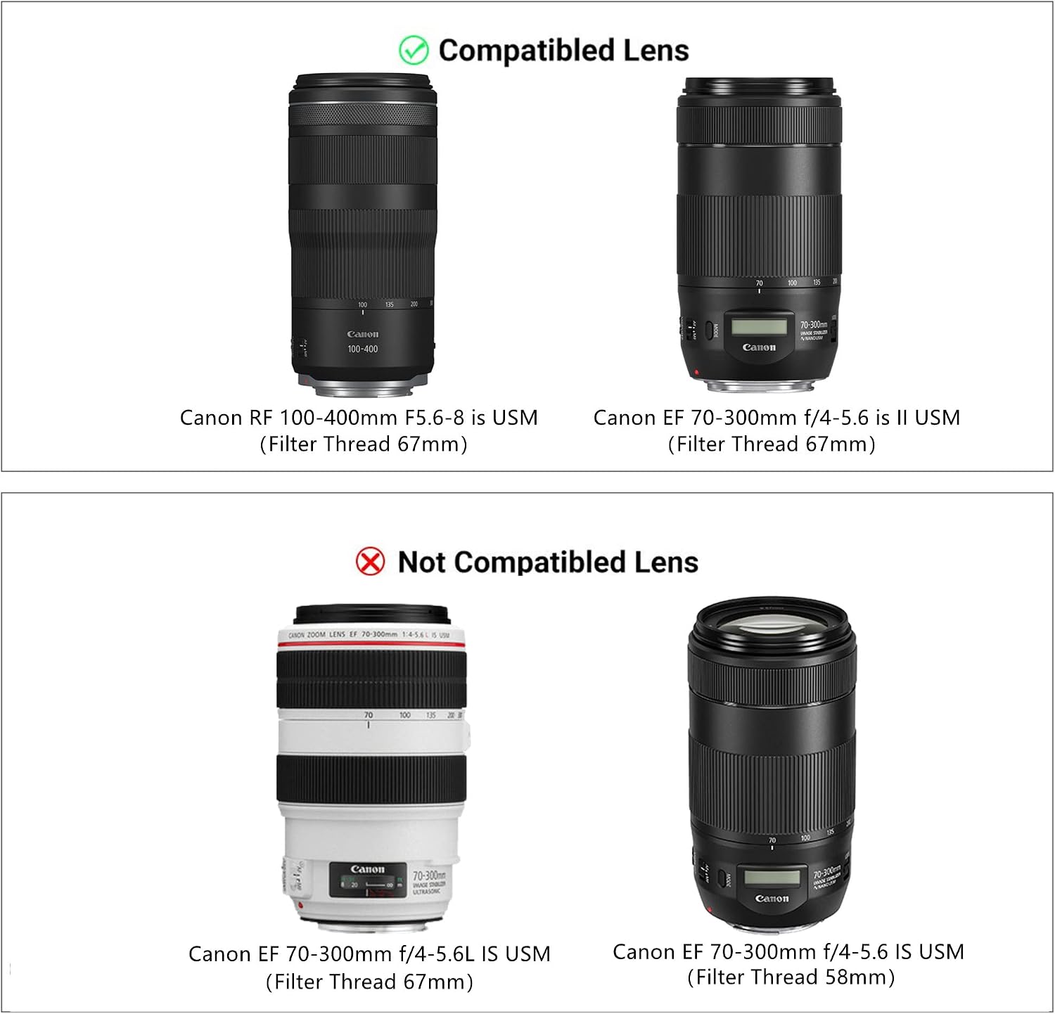 Reversible Lens Hood Shade Bayonet for Canon RF 100-400mm F5.6-8 IS - Image 2