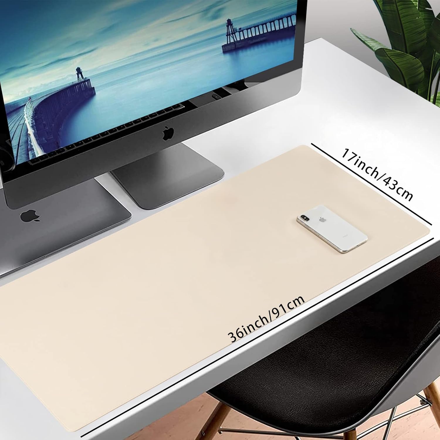 Leather Desk Pad Blotter, 36x17 inch Big Keyboard Mouse Pad,Waterproof Non-Slip - Image 2