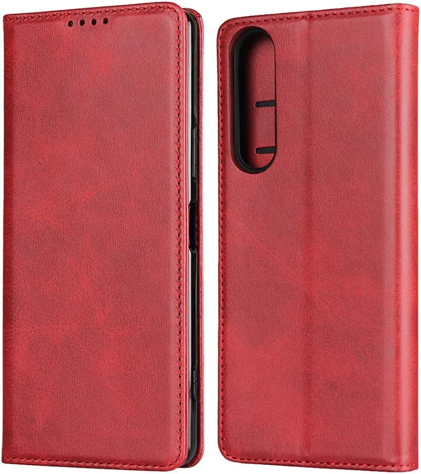 Cowhide Pattern Leather Case Magnetic Wallet Cover-Sony Xperia1 II-6.5"-Wine Red - Image 2