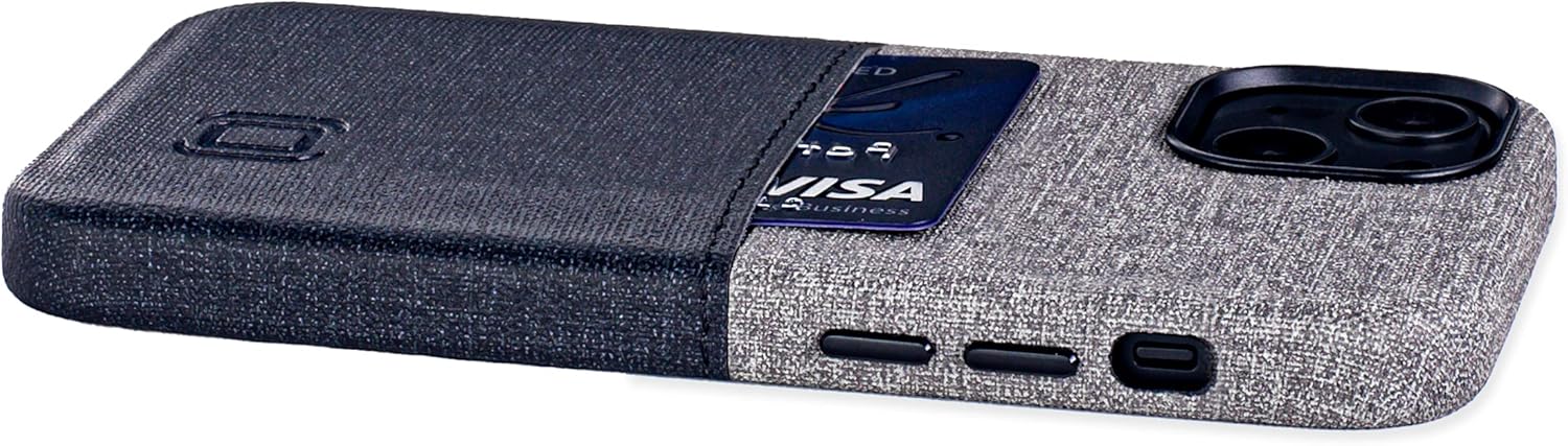 Wallet Case for iPhone 13 Mini w Built-in Metal Plate for Mounting - Black/Grey - Image 5