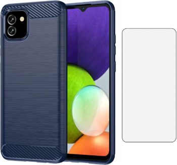 Case for Samsung Galaxy A03 Silicone Slim Case w Tempered Glass Screen Protector