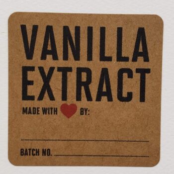Vanilla Extract Labels on Kraft Paper (with Red Heart) - Package of 18