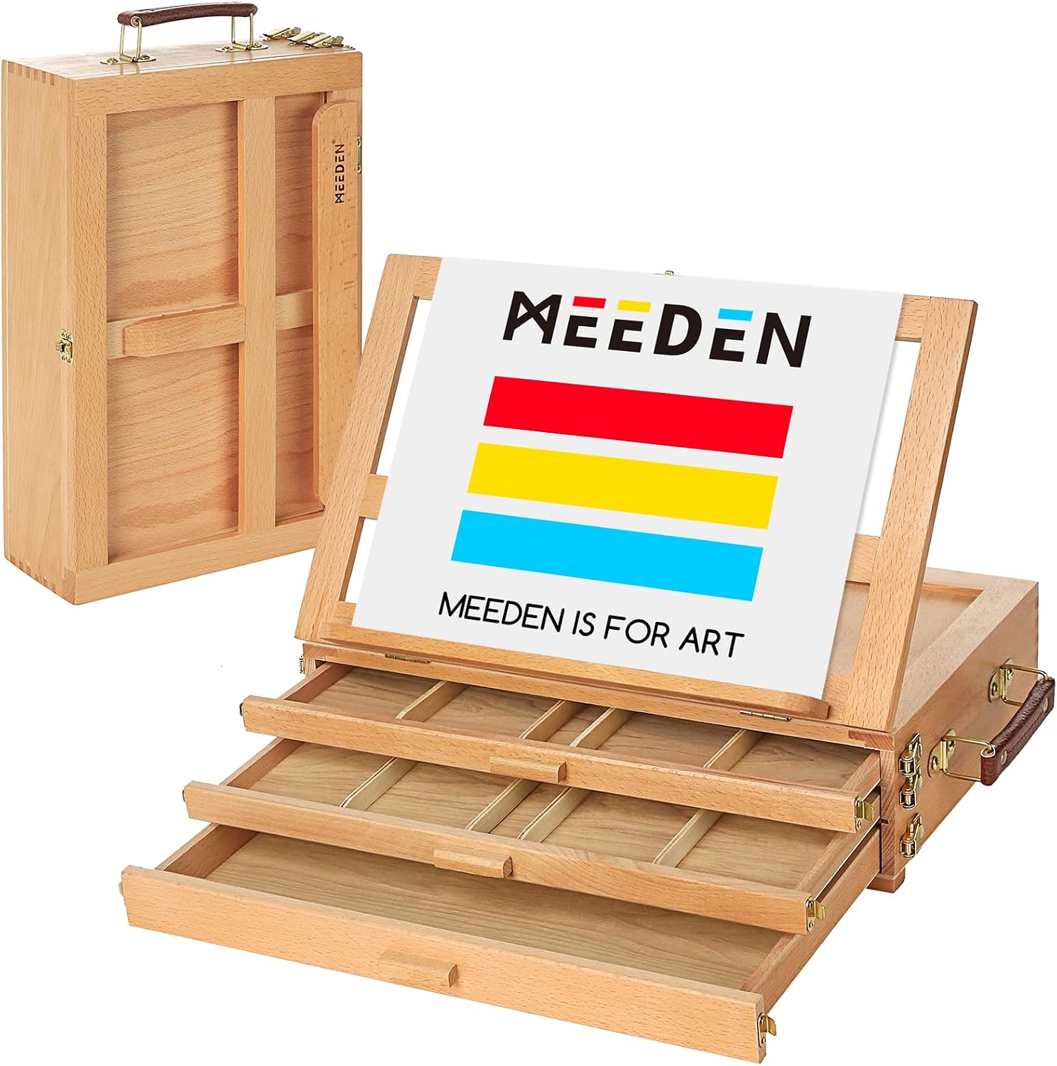 Artist Tabletop Sketchbox Easel- Multi-Function Adjustable Beech Wood Sketch Box