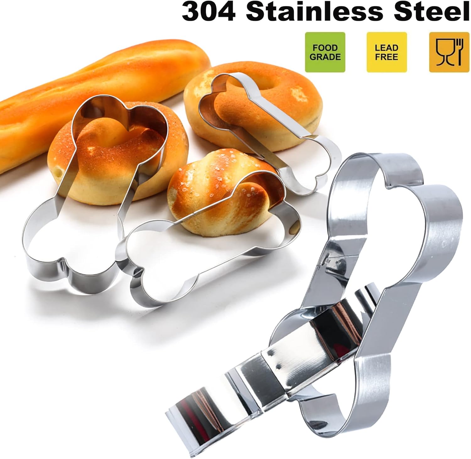 Set of 5, 2 Packs 6 Cavity Dog Paw Silicone Molds and 3 Packs Stainless Steel - Image 4