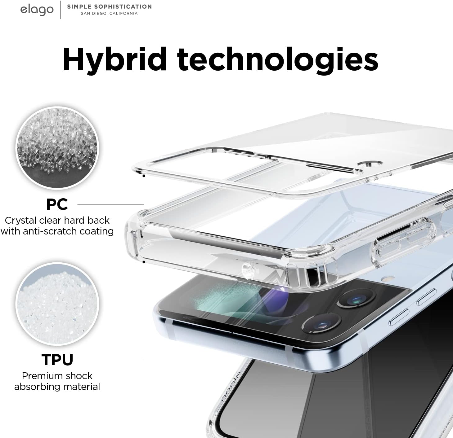 Hybrid Clear Case Compatible with Samsung Galaxy Z Flip 4, PC + TPU Hybrid Tech - Image 6