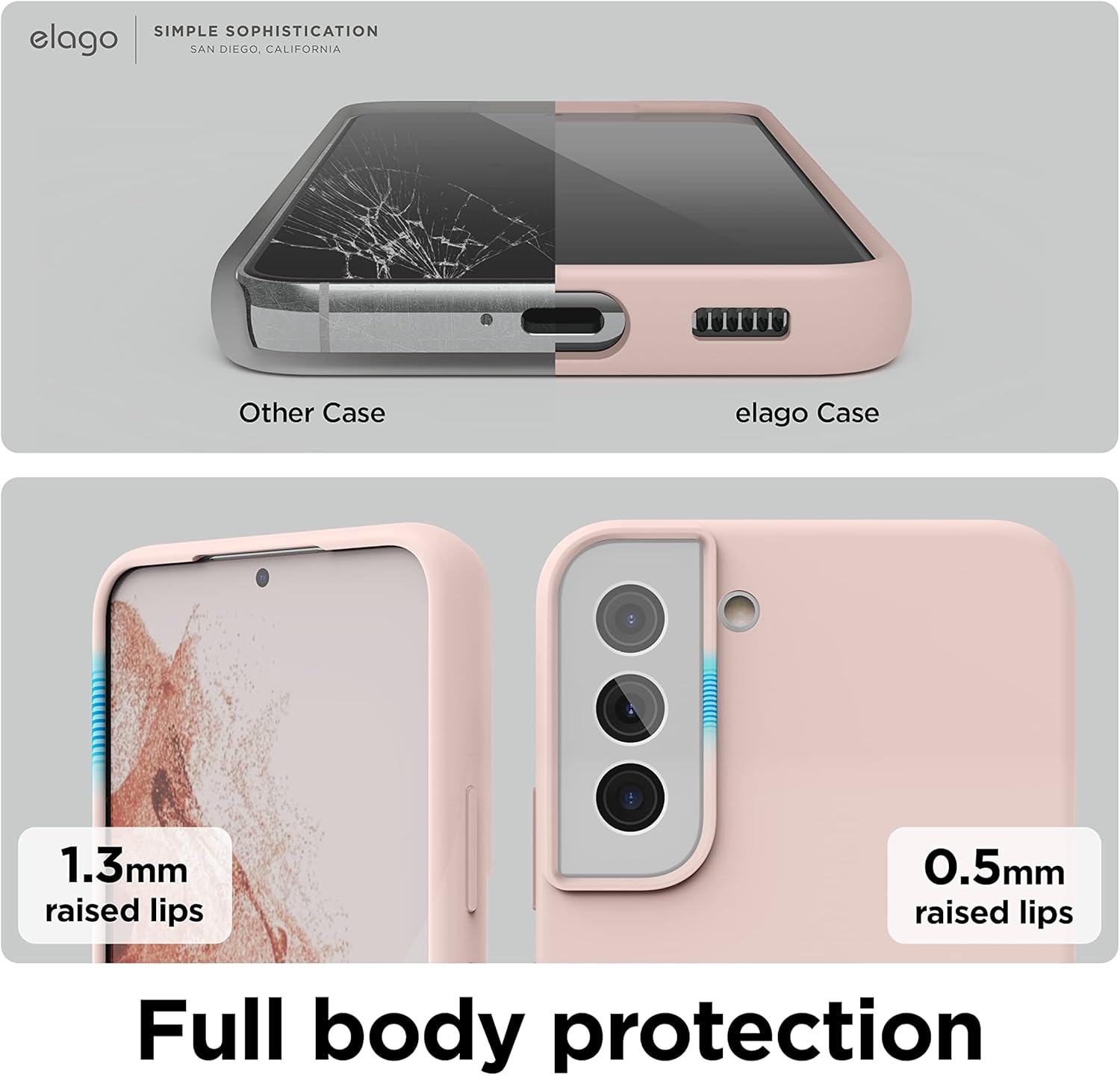 For Samsung Galaxy S22 Plus Case (6.6"), Silicone Full Body Shockproof - Pink - Image 6