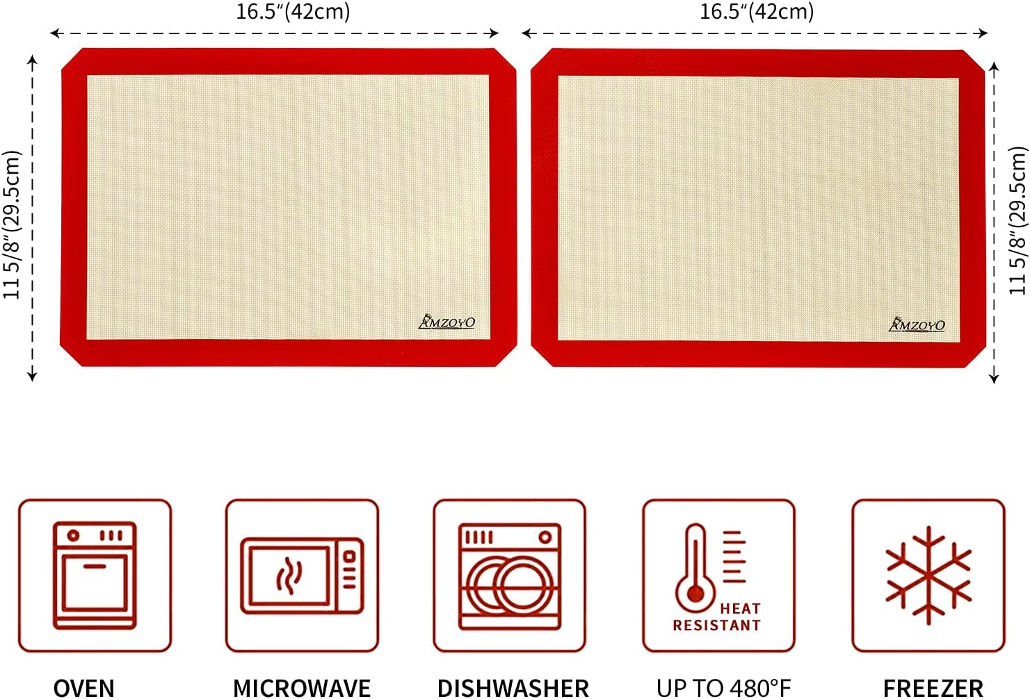 Silicone Baking Mats Set of 2, Non-stick Food Safe, 100% Non-stick Reusable - Image 2
