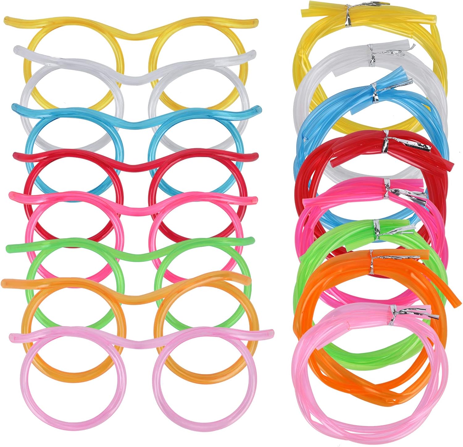 8PCS Silly Straw Glasses, Reusable Fun Loop Drinking Straw Eye Glasses, Novelty