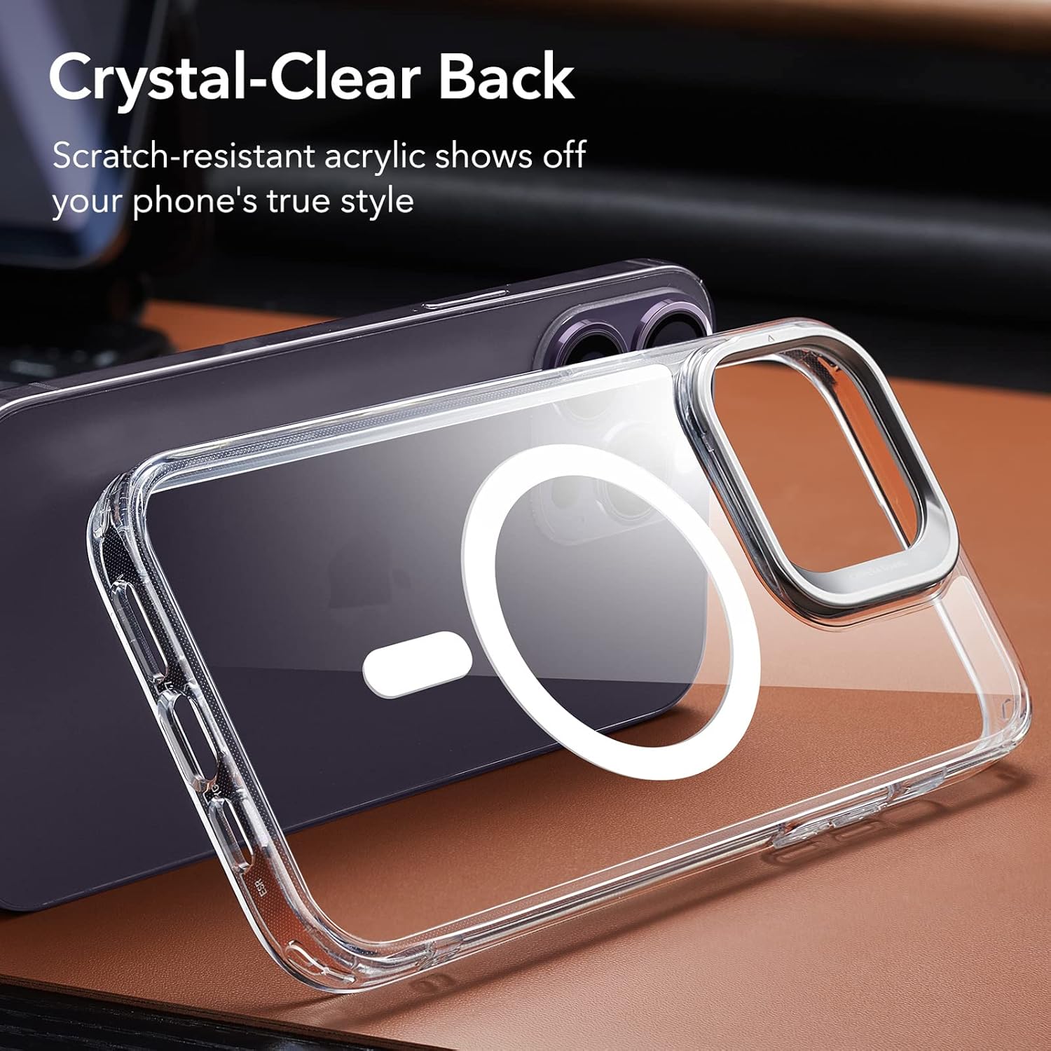 iPhone 14 Pro Max, Built-in Camera Stand, Military-Grade Protection, Clear Case - Image 7