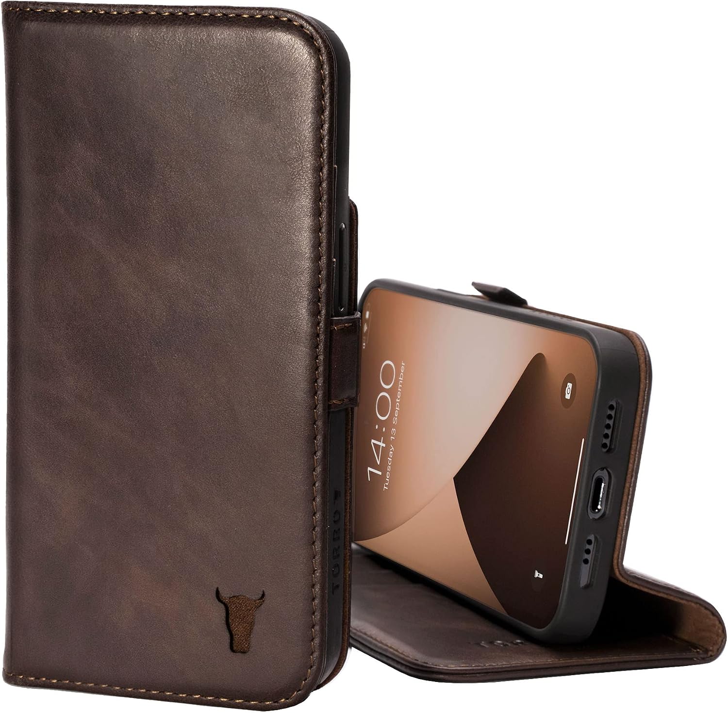 Leather Case Compatible with iPhone 13 Pro – Genuine Leather Wallet Case