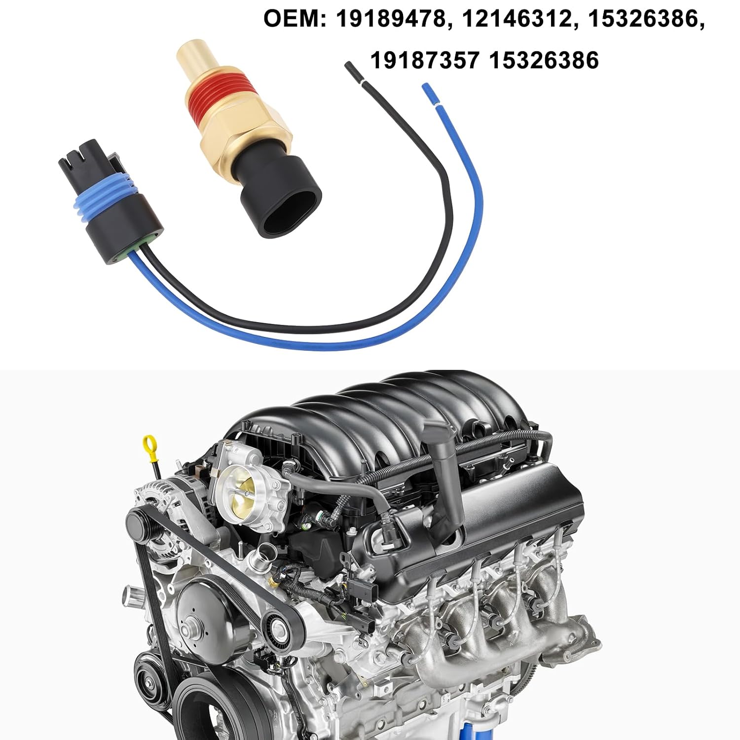 2 Pin Coolant Temperature Sensor with Wiring Harness for Chevrolet/GMC - Image 2
