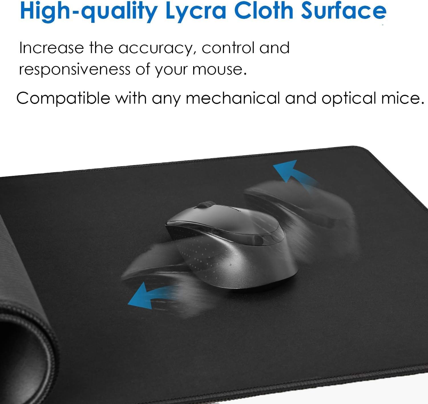 Extended Gaming Mouse Pad with Stitched Edges, Non-Slip Rubber - 80x30cm BLACK - Image 2