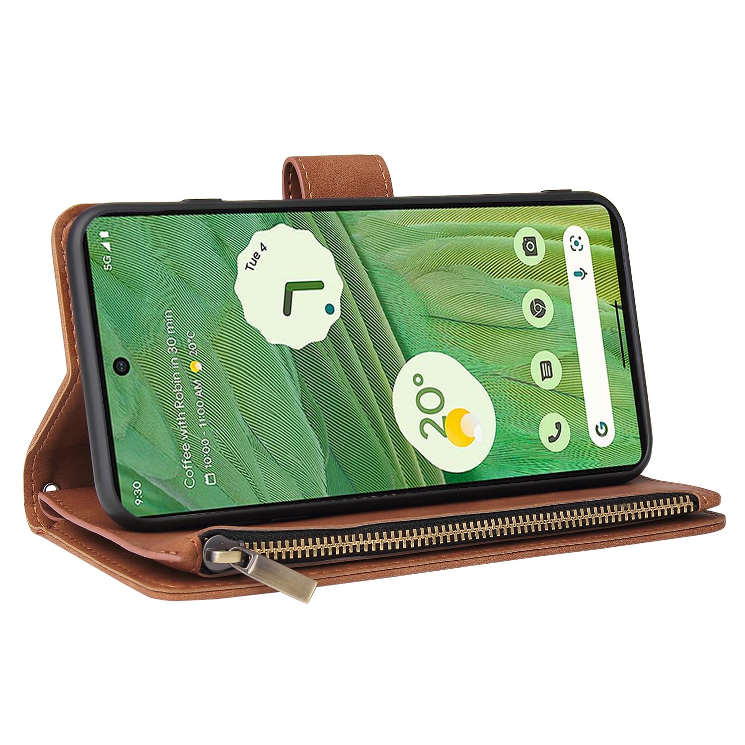 For Google Pixel 7 5G Tempered Glass Screen Protector and Leather Flip Wallet - Image 4