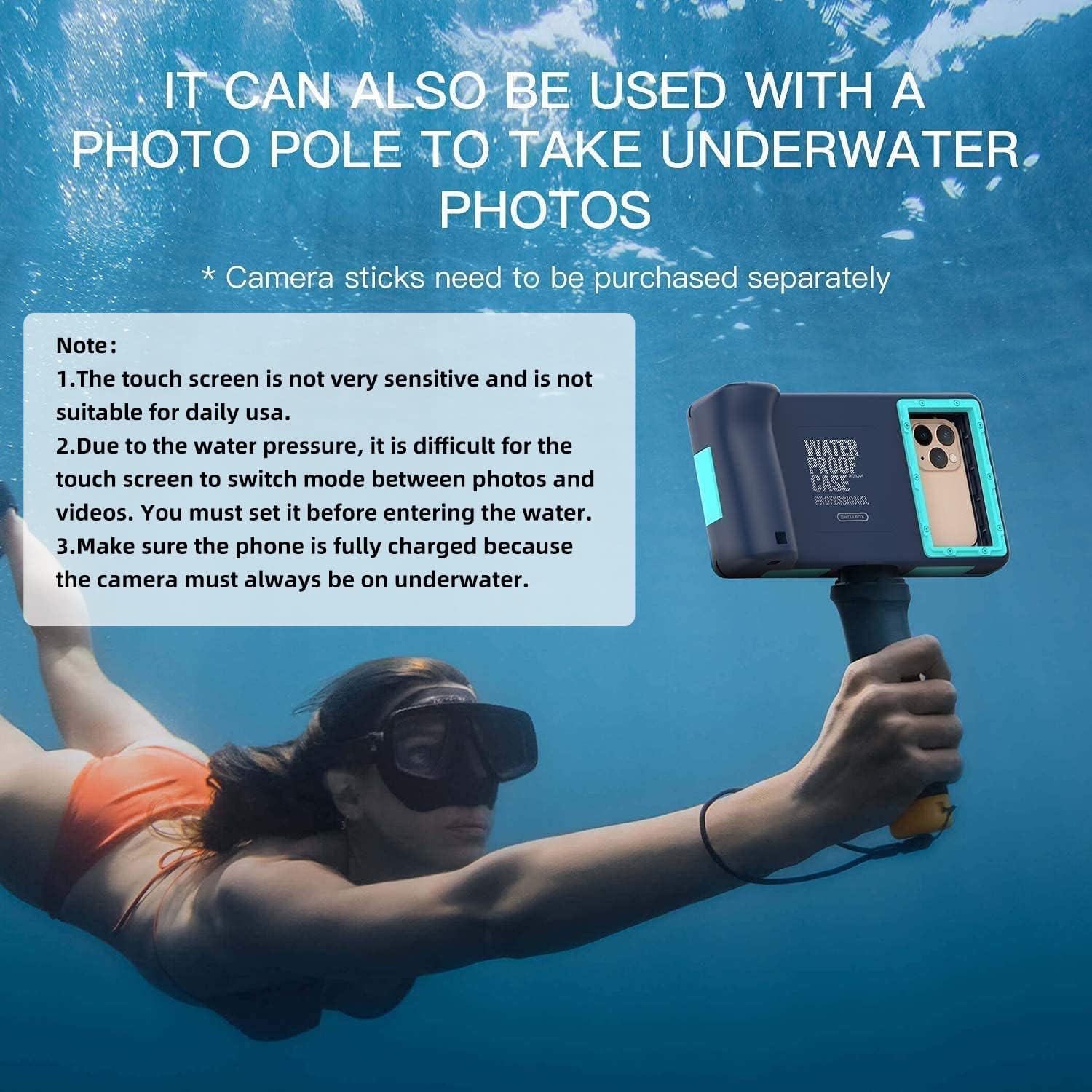 50ft Diving Universal Waterproof Cell Phone Case for Outdoor Swimming Black-Blue - Image 3