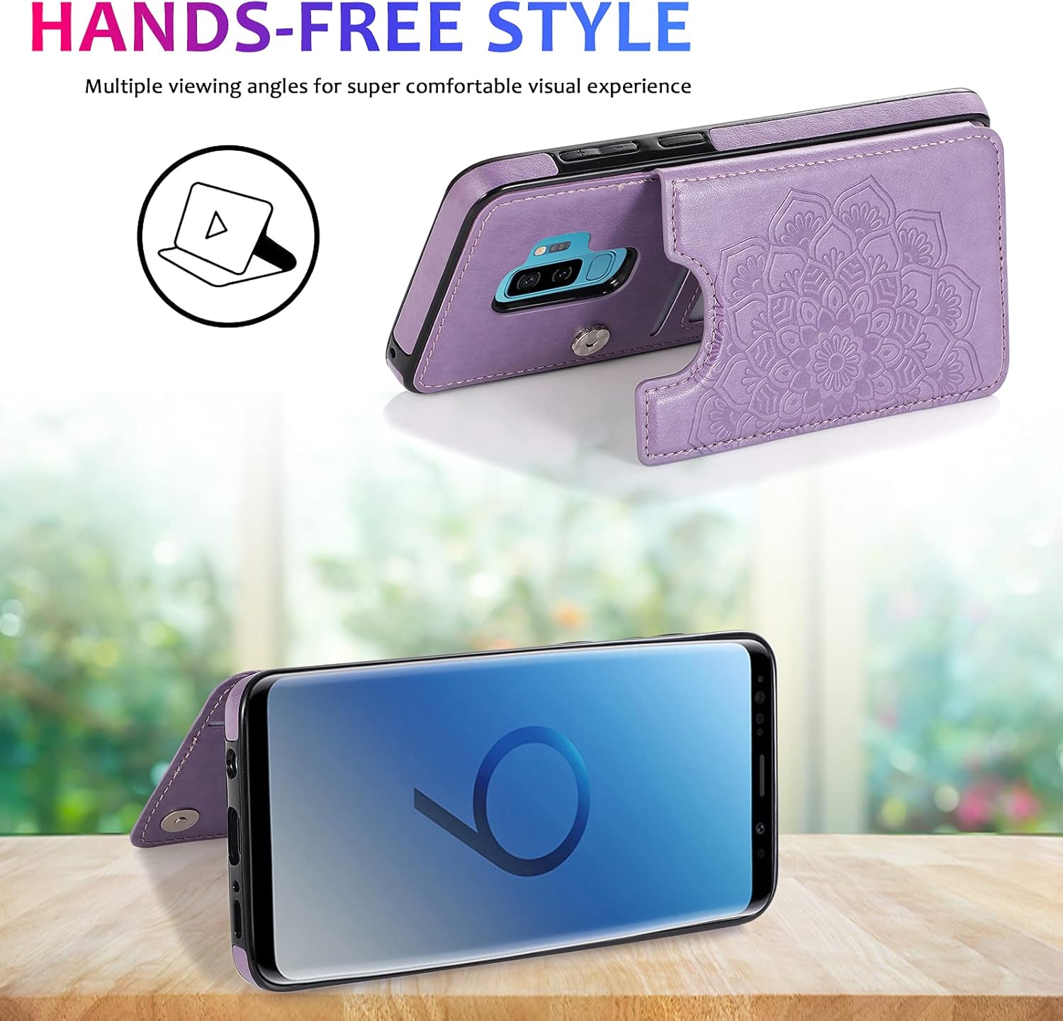 Case for Samsung Galaxy S9 Plus with Tempered Glass Screen and Wallet Case - Image 4
