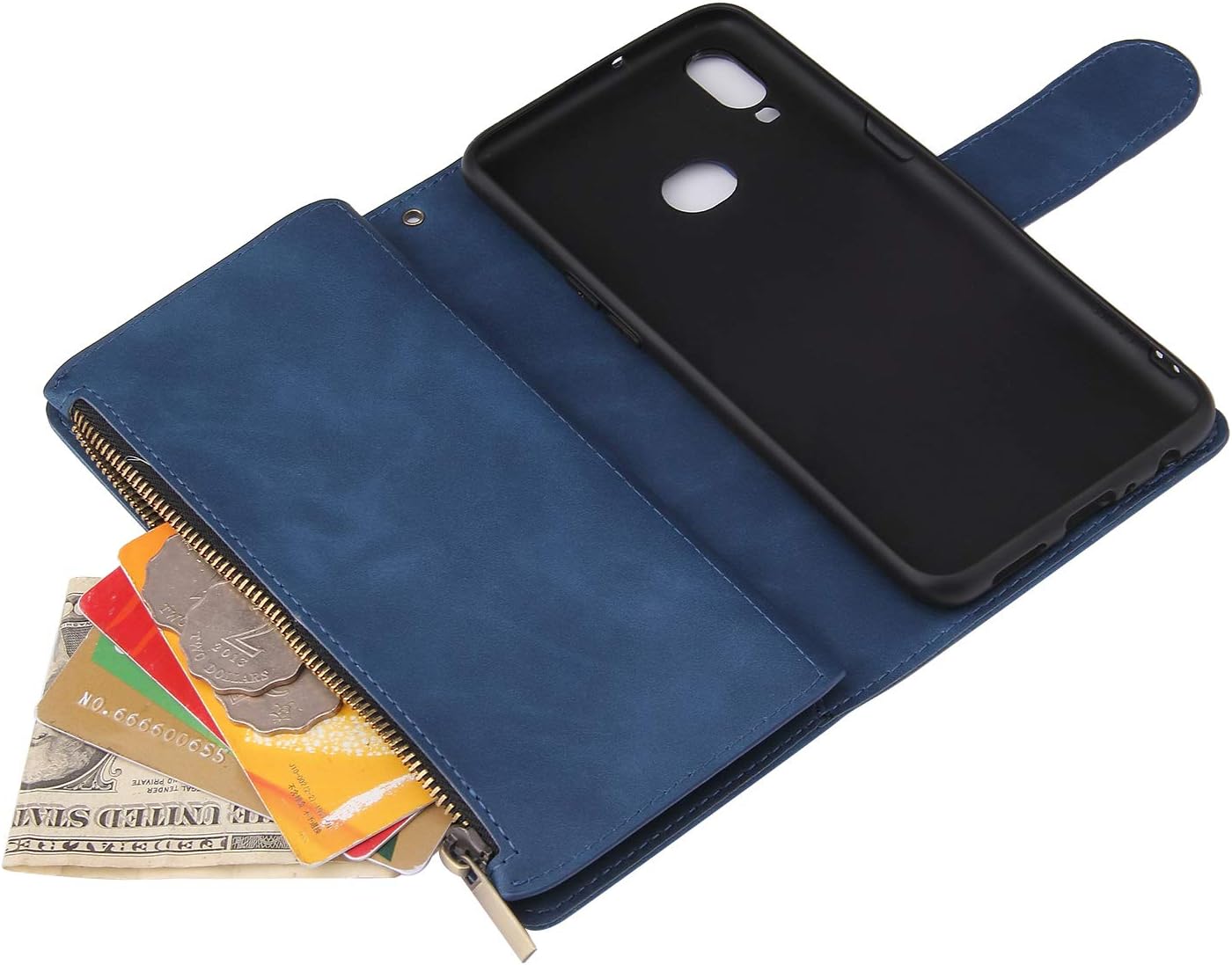 For Samsung Galaxy A10s Tempered Glass Screen Protector and Leather Flip Wallet - Image 4
