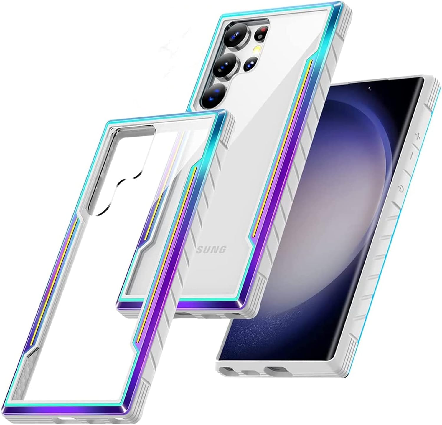 Case for Samsung Galaxy S22 Ultra, Heavy Duty Shockproof Slim Case - Iridescent