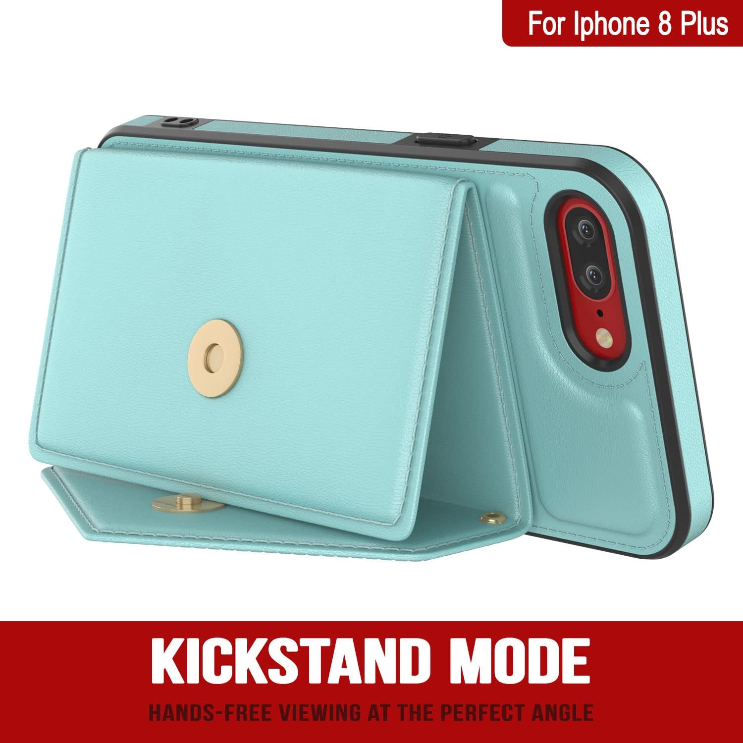For iPhone 8 Plus Stylish PU Leather Crossbody, Kickstand Wallet Case - Image 7