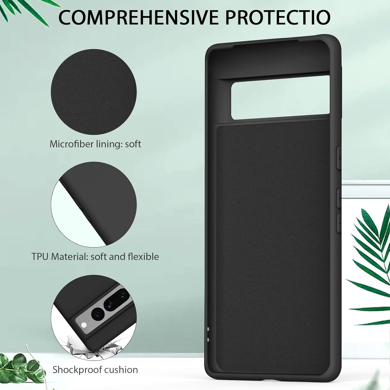 Silicone Case for Google Pixel 7 Pro Case(2022), Ultra Thin Flexible (Black) - Image 2